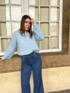 Gaia Ice Blue Mohair and Wool Knitwear
