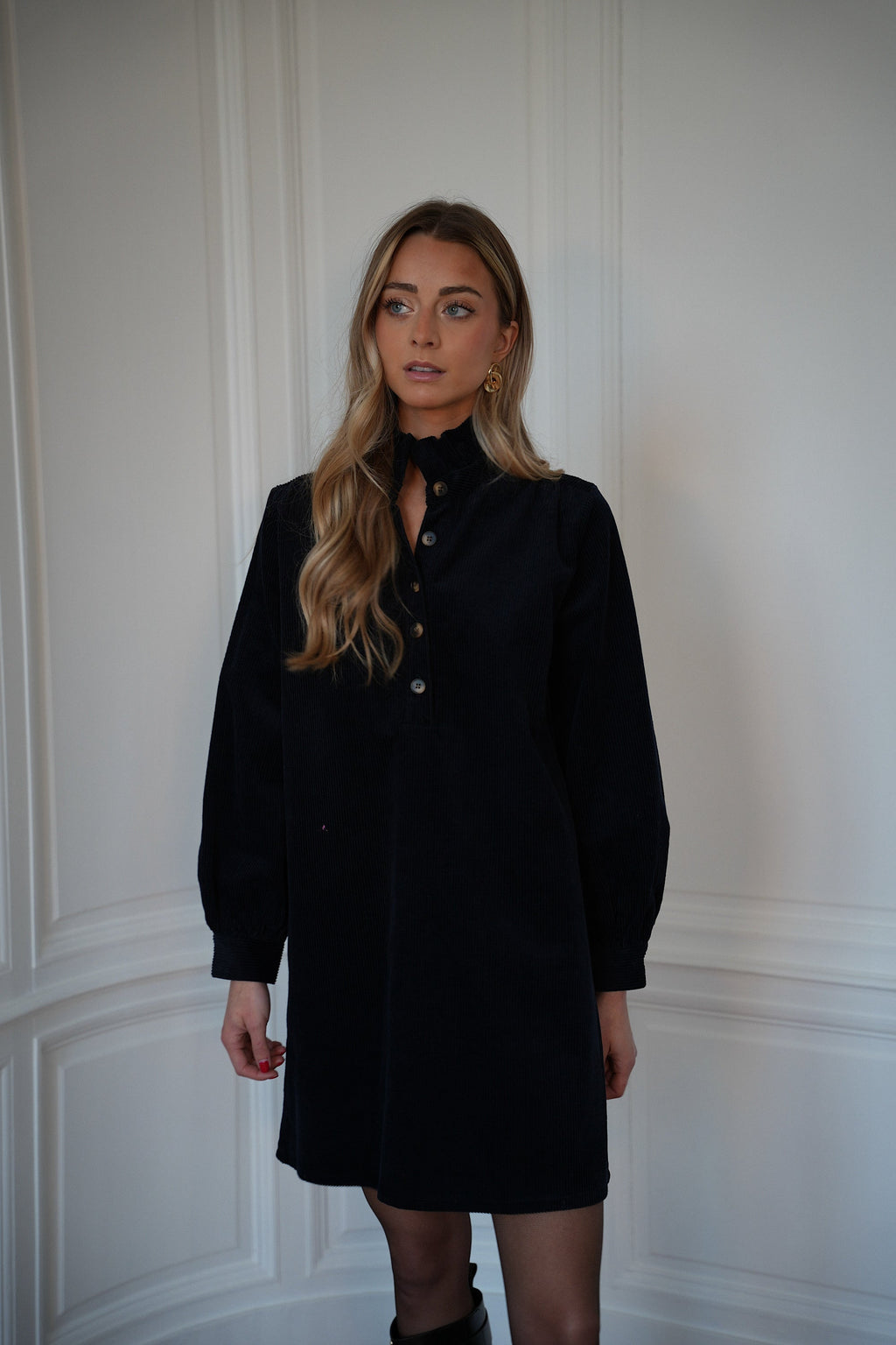 Robe En Velours Cristelle - Marine