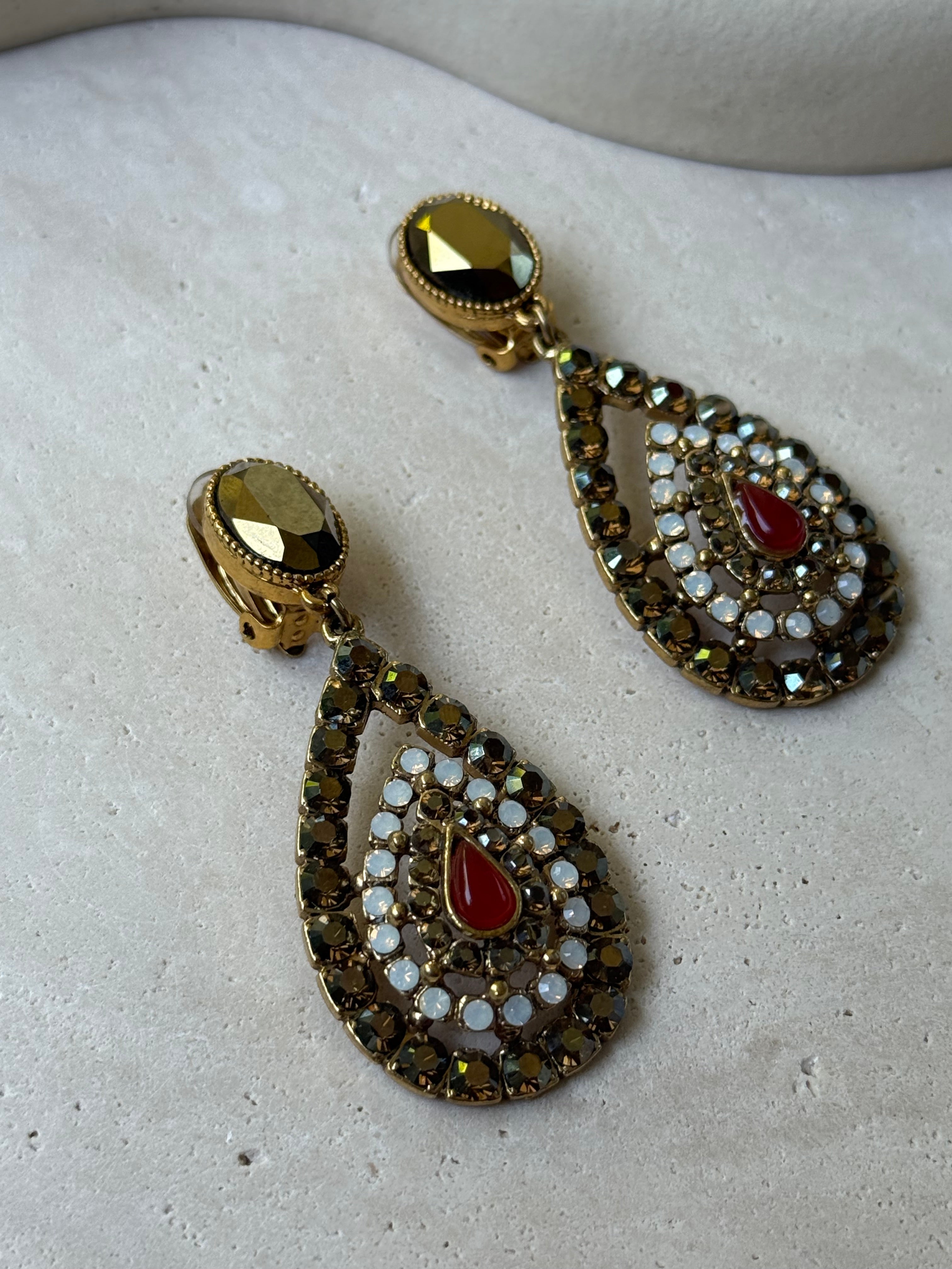Poggi - Pendientes vintage - Colgando con pedrería