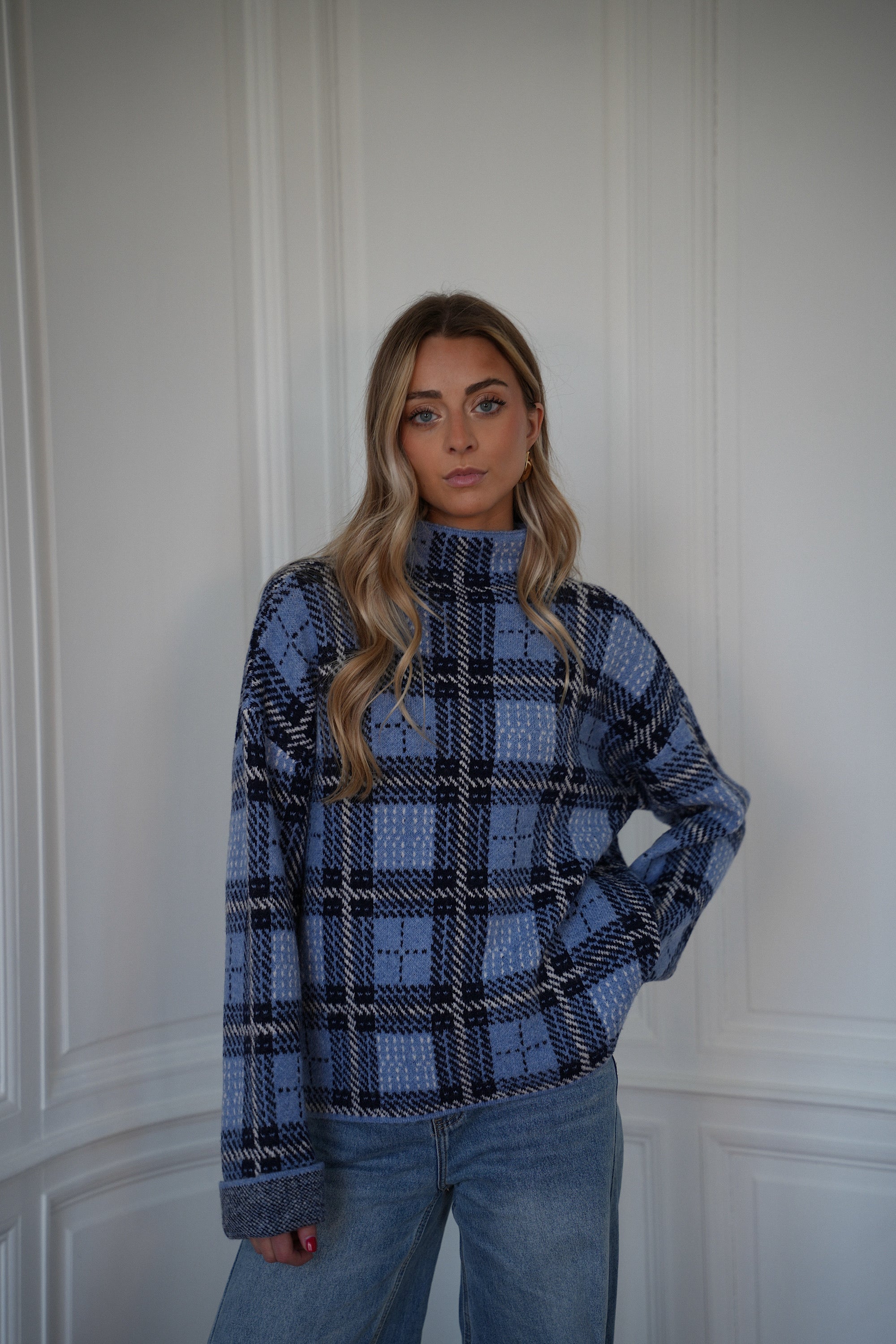 Pull À Carreaux Nala - Bleu