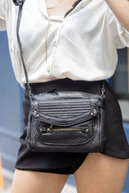 Bolso de hombro Giulia - Piel de cordero negra