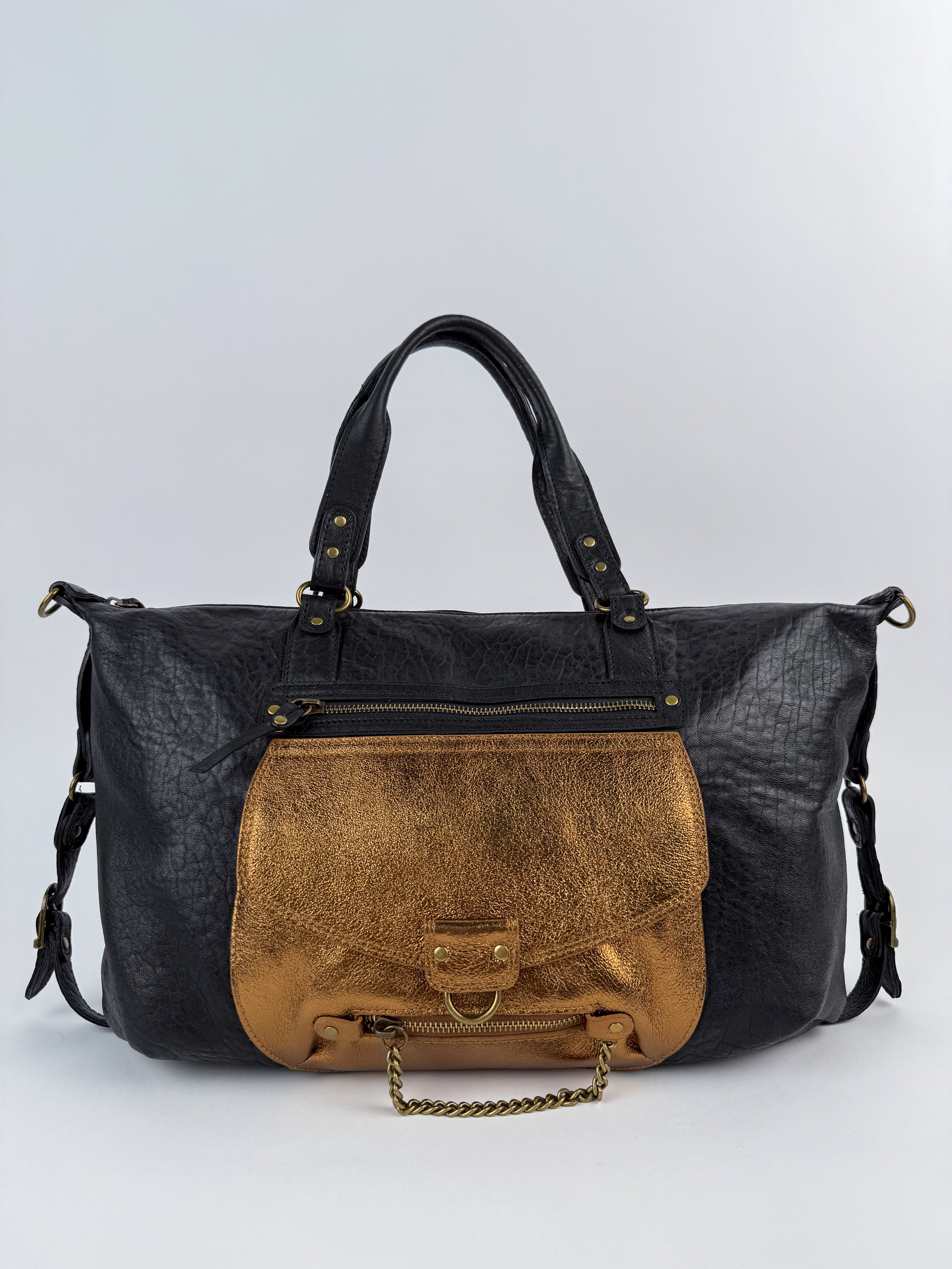 Sac à Main - Odelia - Noir / Métallique Bronze