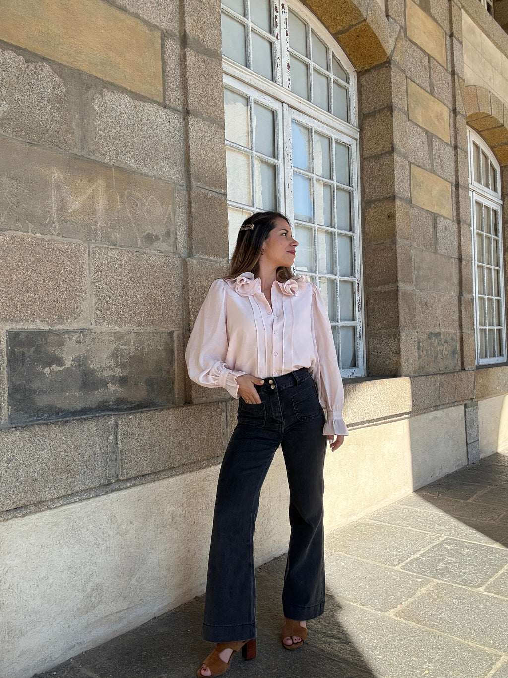 Blouse Brune Doux Rose