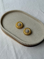 Boucles D’Oreilles Vintage - Rondes Dorées Et Strass