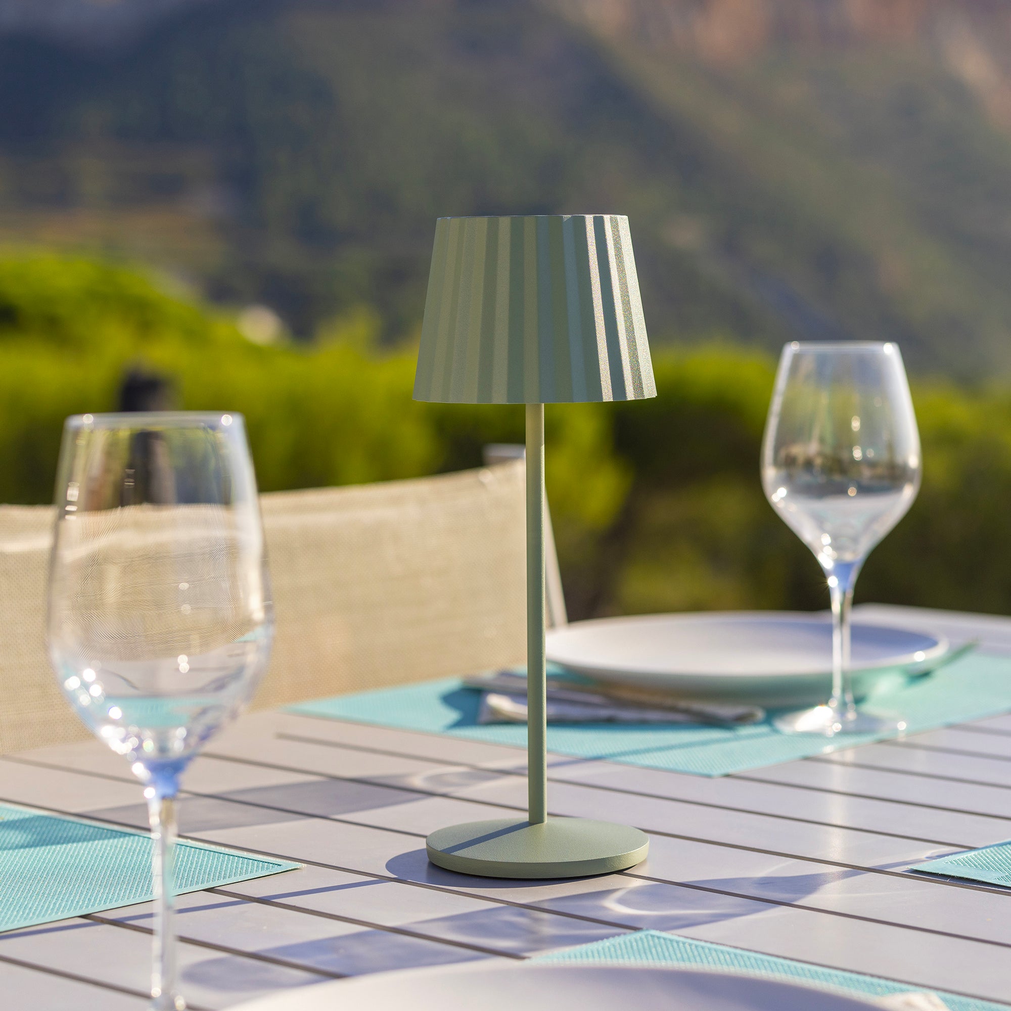 Abby - Lampe De Table Sans Fil - Acier - Vert