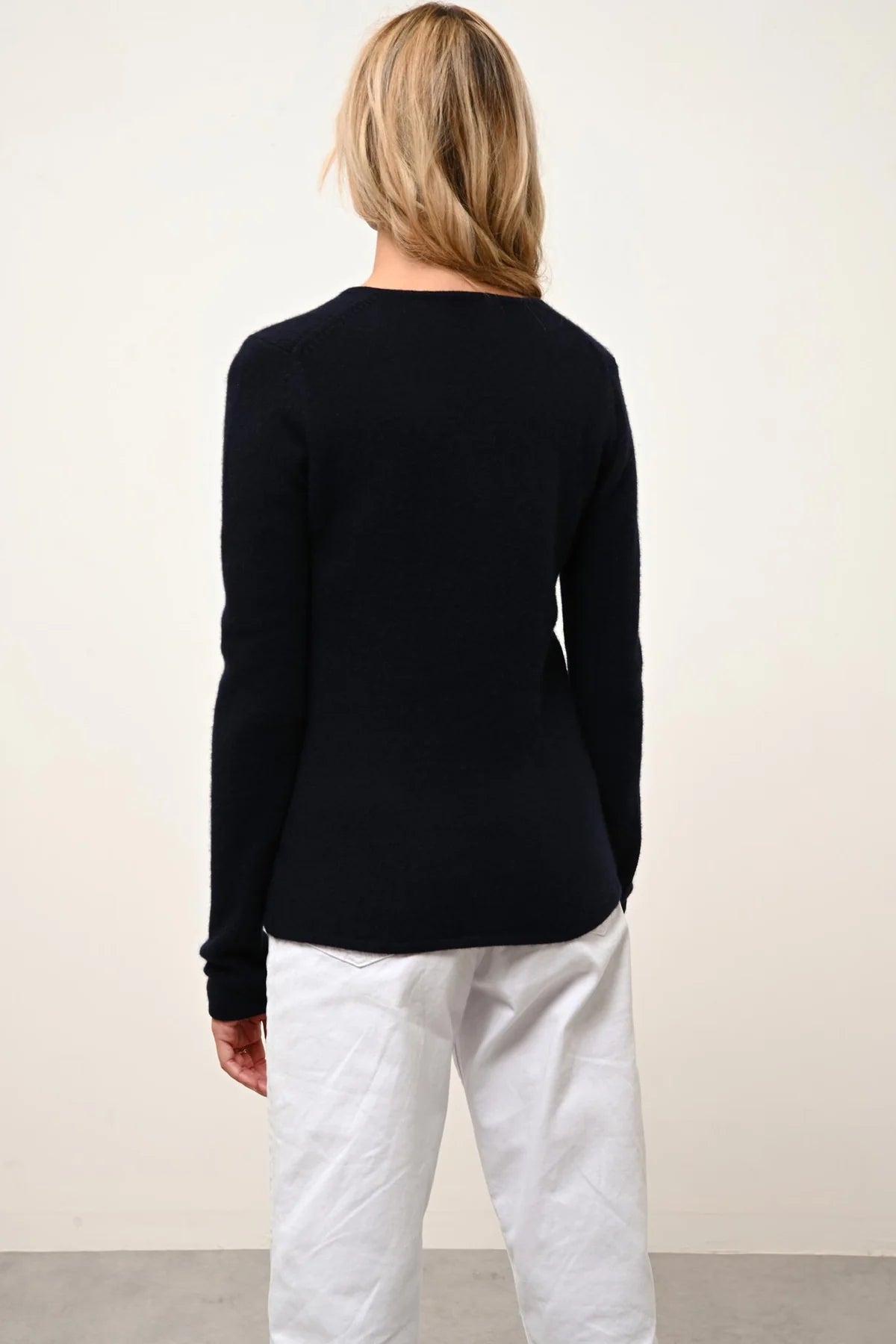 Pull Col V 4 Fils - Abby - Navy