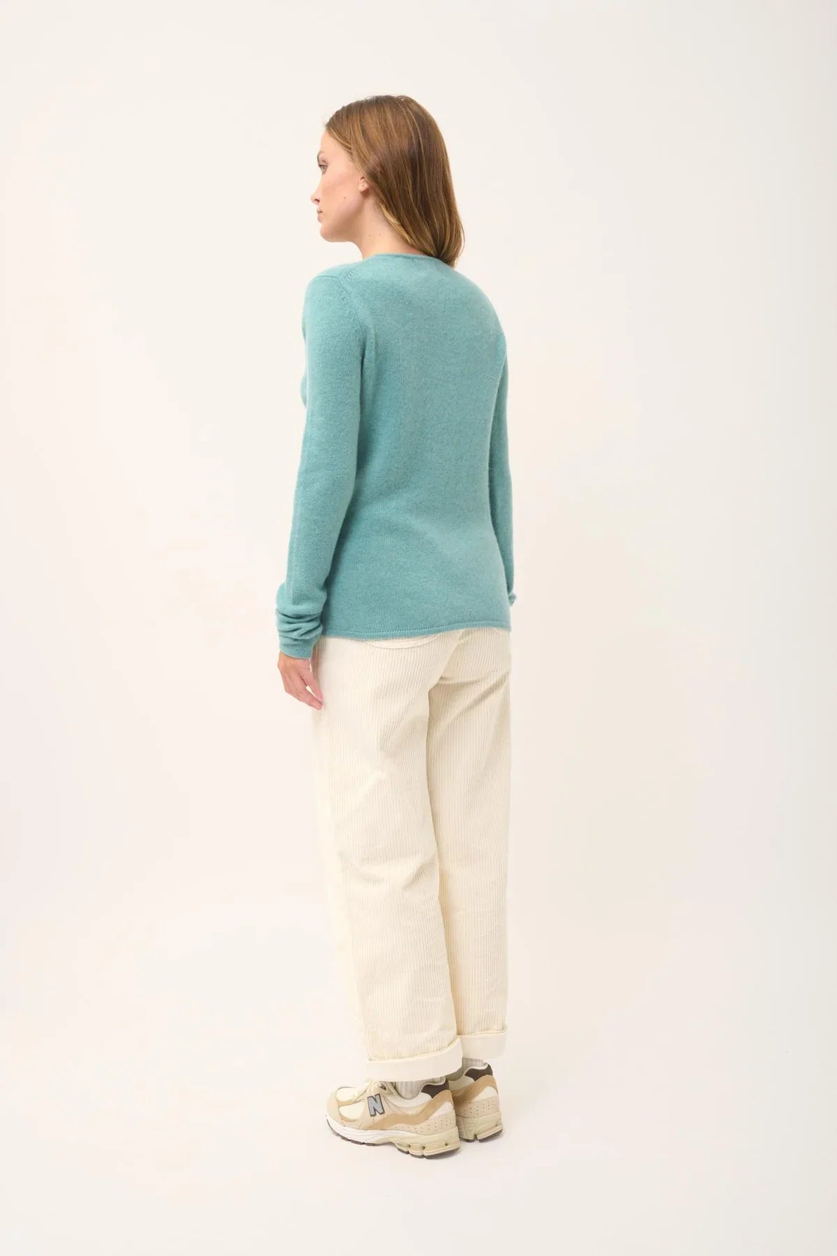 Pull Col V 4 Fils - Abby - Vert Chiné