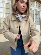 Cagoule en laine et cachemire taupe