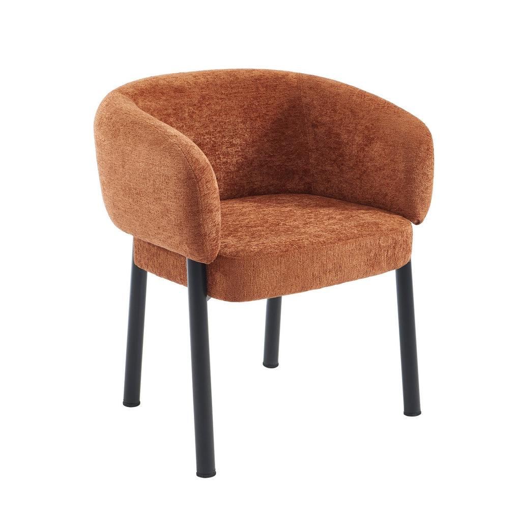Abelia - Chairs - Chenille - Terracotta And Black Metal Legs