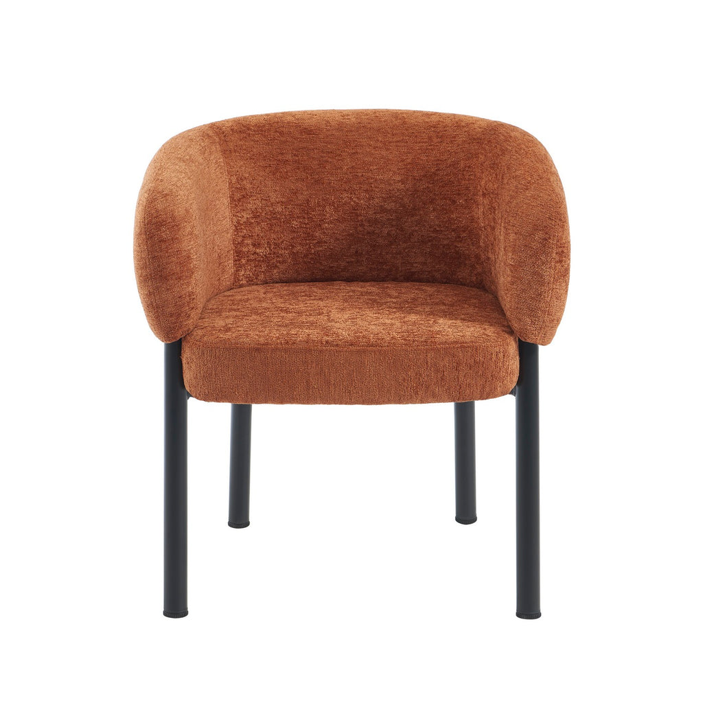 Abelia - Chairs - Chenille - Terracotta And Black Metal Legs