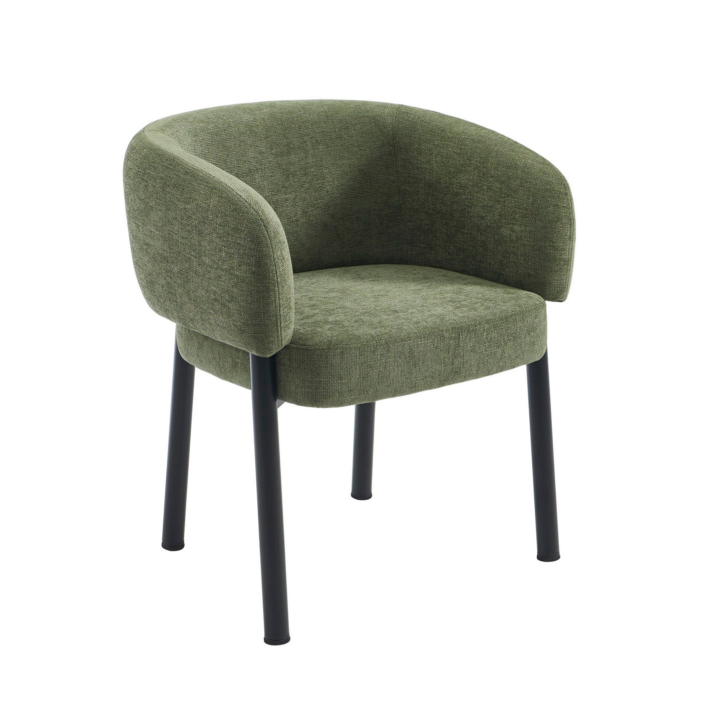 Abelia - Chairs - Woven Velvet - Green And Black Metal Legs
