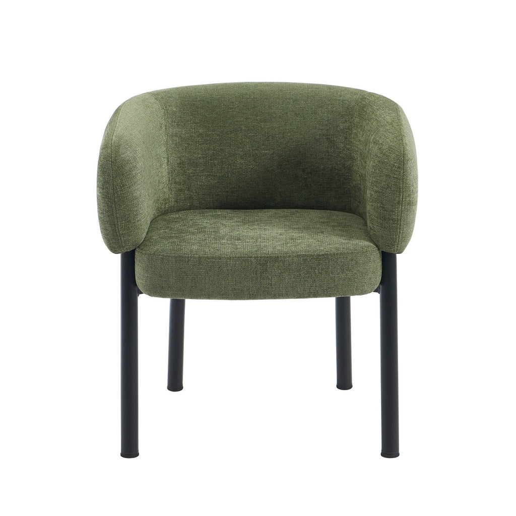Abelia - Chairs - Woven Velvet - Green And Black Metal Legs