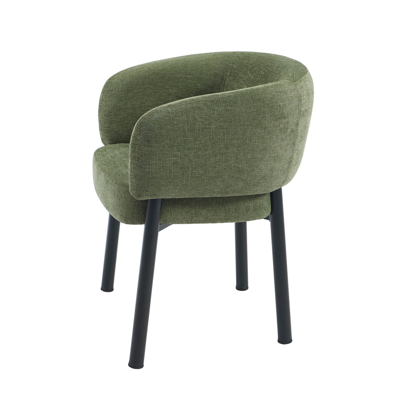 Abelia - Chairs - Woven Velvet - Green And Black Metal Legs