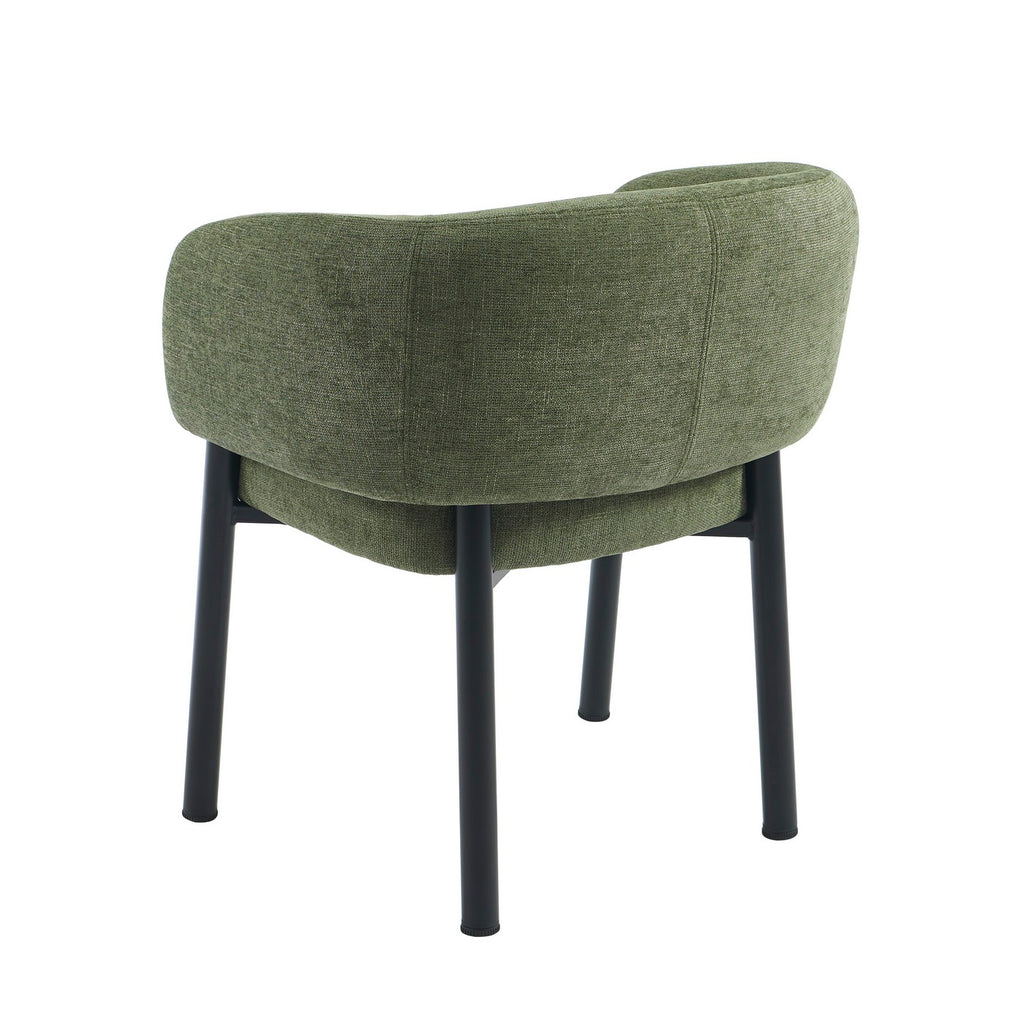 Abelia - Chairs - Woven Velvet - Green And Black Metal Legs