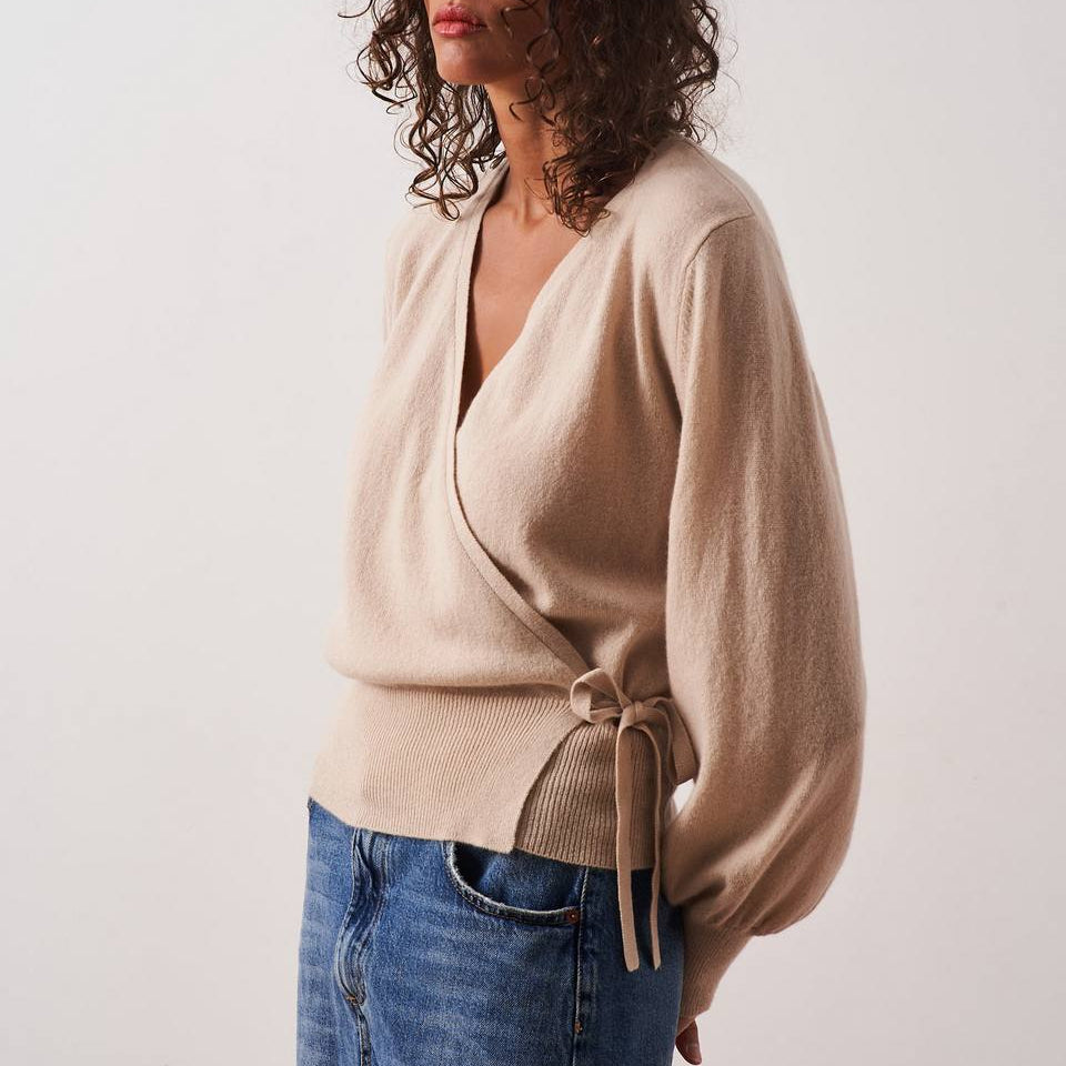 Absolut Cashmere - Belinda Wrap Cardigan - Sand - 100% Cashmere 12Gg - Women