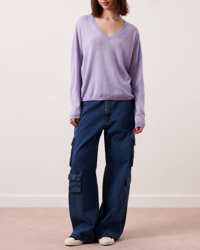 Absolut Cashmere - Jersey Ml Alicia Con Cuello De Pico - Lavanda - 100% Cashmere 12Gg - Mujer