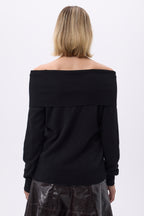 Pullover mit Bardot-Ausschnitt und freien Schultern F Abys – Schwarz – Damen