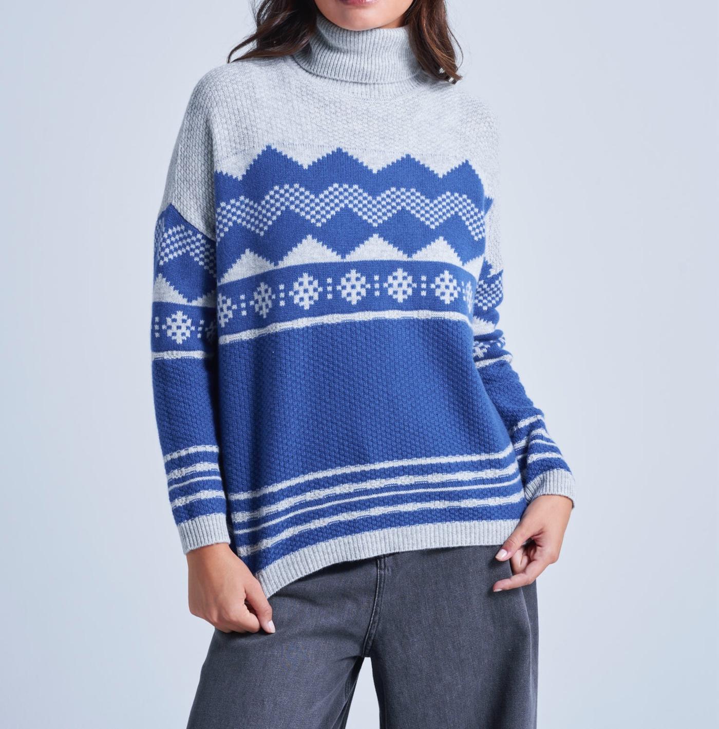 Absolut Cashmere - Jersey Avalanche Mountain Jacquard - Avalanche Light China Grey - Mujer