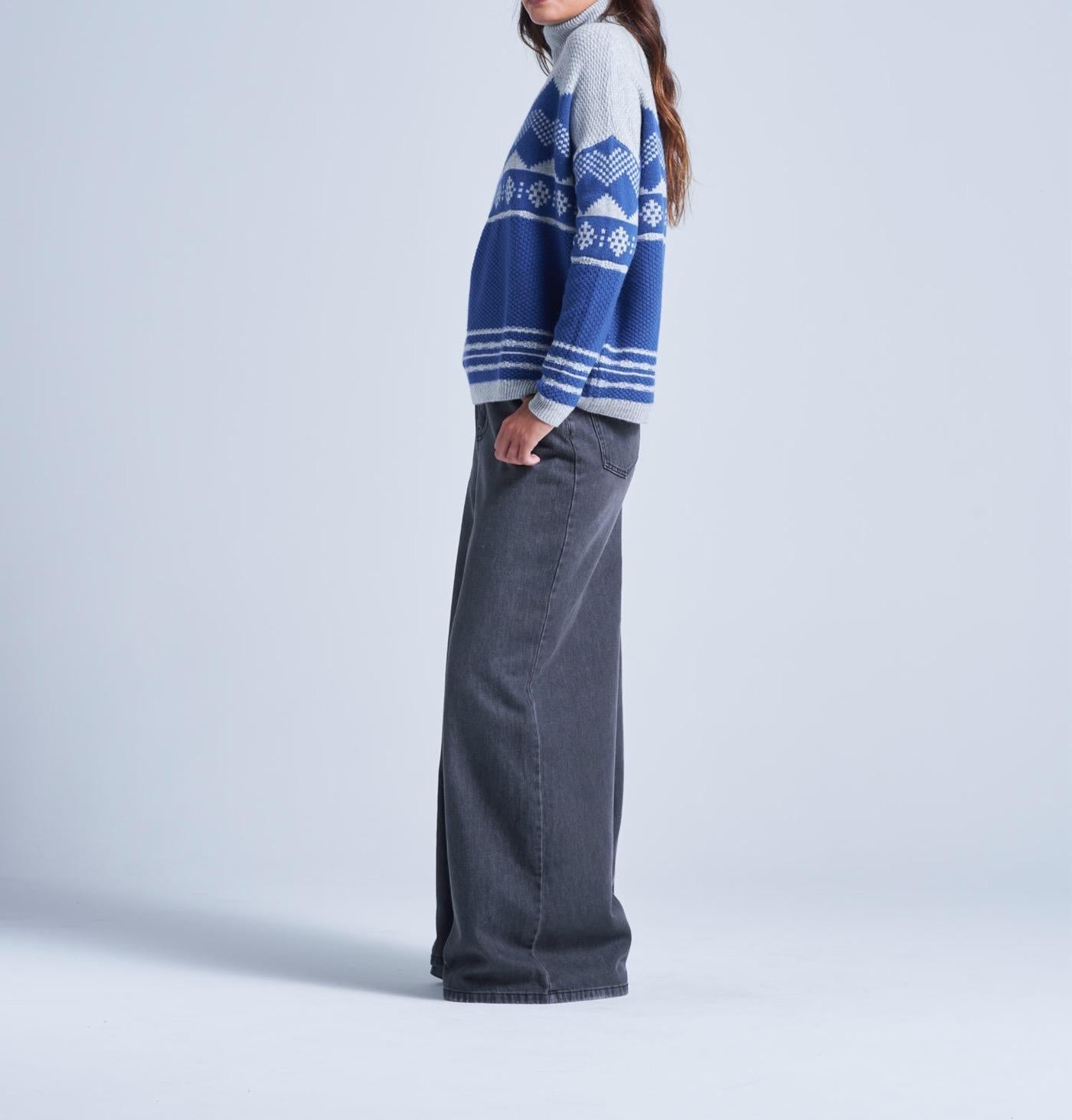 Absolut Cashmere - Jersey Avalanche Mountain Jacquard - Avalanche Light China Grey - Mujer