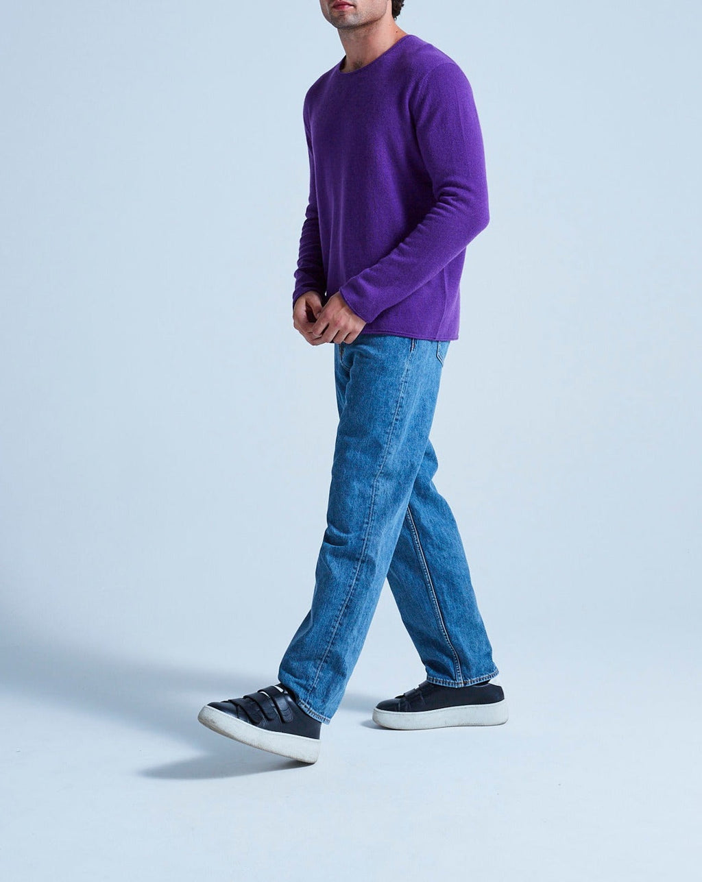 Pull Col Rond Finitions Roulées Taylor - Aubergine - 100% Cachemire 12Gg - Mixte