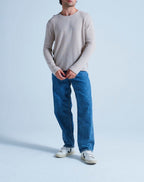 Pull Col Rond Finitions Roulées Taylor - Grège - 100% Cachemire 12Gg - Mixte