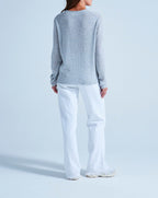 Pull Col Rond Finitions Roulées Taylor - Gris Chine Clair - 100% Cachemire 12Gg - Mixte