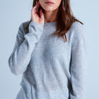 Pull Col Rond Finitions Roulées Taylor - Gris Chine Clair - 100% Cachemire 12Gg - Mixte
