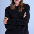 Pull Col Rond Finitions Roulées Taylor - Noir - 100% Cachemire 12Gg - Mixte
