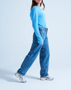 Leone Rolled Finish Hooded Vest - Azure - 100% Cashmere 12Gg - Mixed