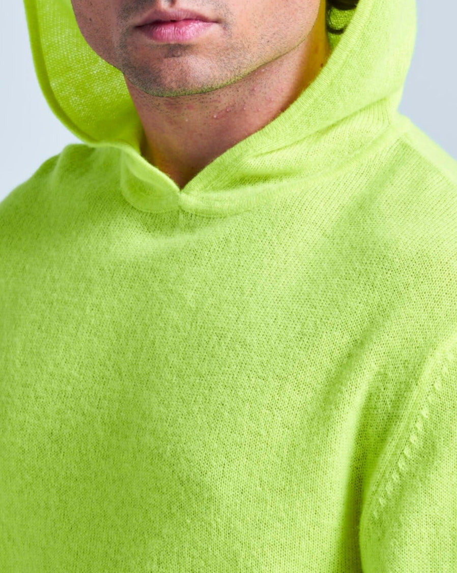 Absolut Cashmere - Leone Rolled Finish Hooded Vest - Neon Yellow - 100% Cashmere 12Gg - Unisex