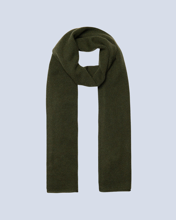 Jordan Rolled Finish Scarf - Khaki - 100% Cashmere 12Gg - Mixed