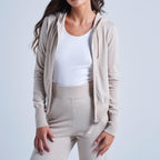 Absolut Cashmere - Ella Long-Sleeve Zip Hooded Cardigan - Greige - Women