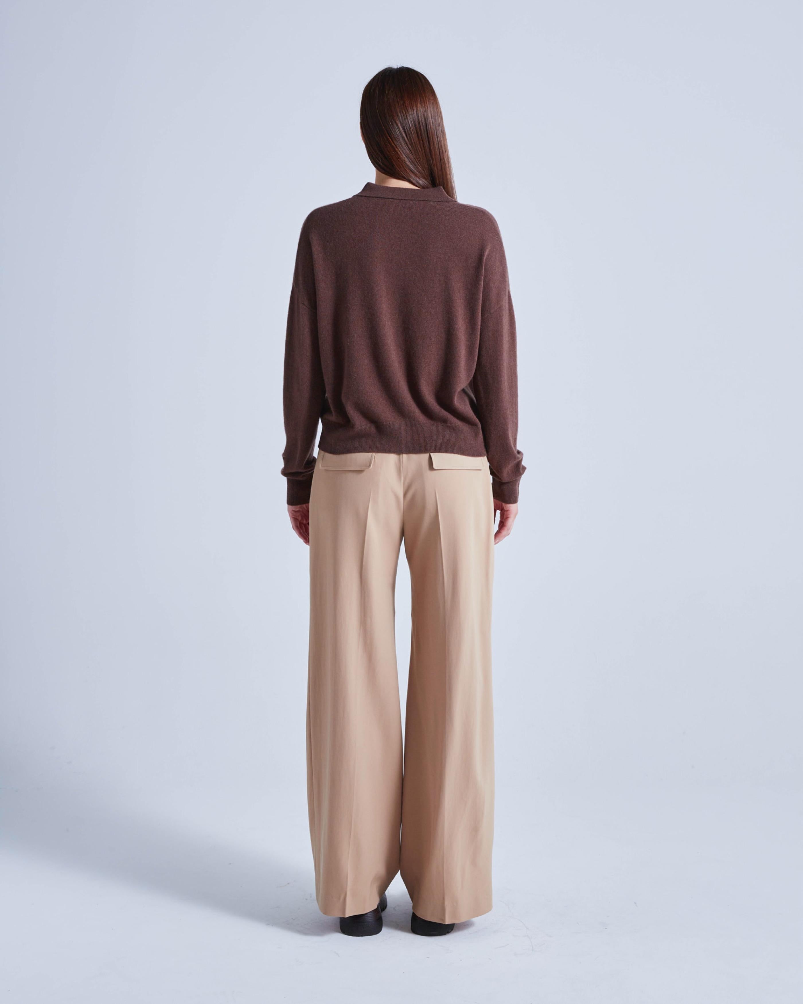Absolut Cashmere - Karena Long-Sleeve Polo - Chocolate - Women