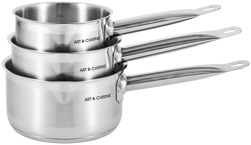 Set 3 Casseroles 16/18/20cm Manche Fixe - Acier Inoxydable - Inox