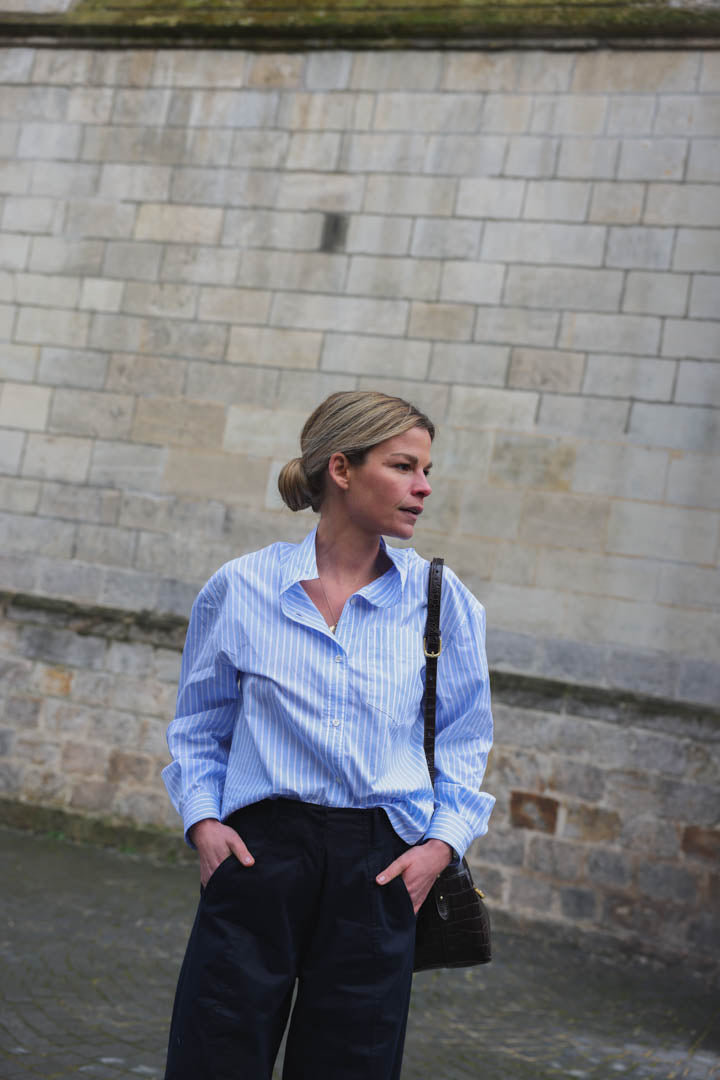 Paola Sky Blue Striped Shirt