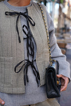 Arsène Beige Gingham Sleeveless Waistcoat