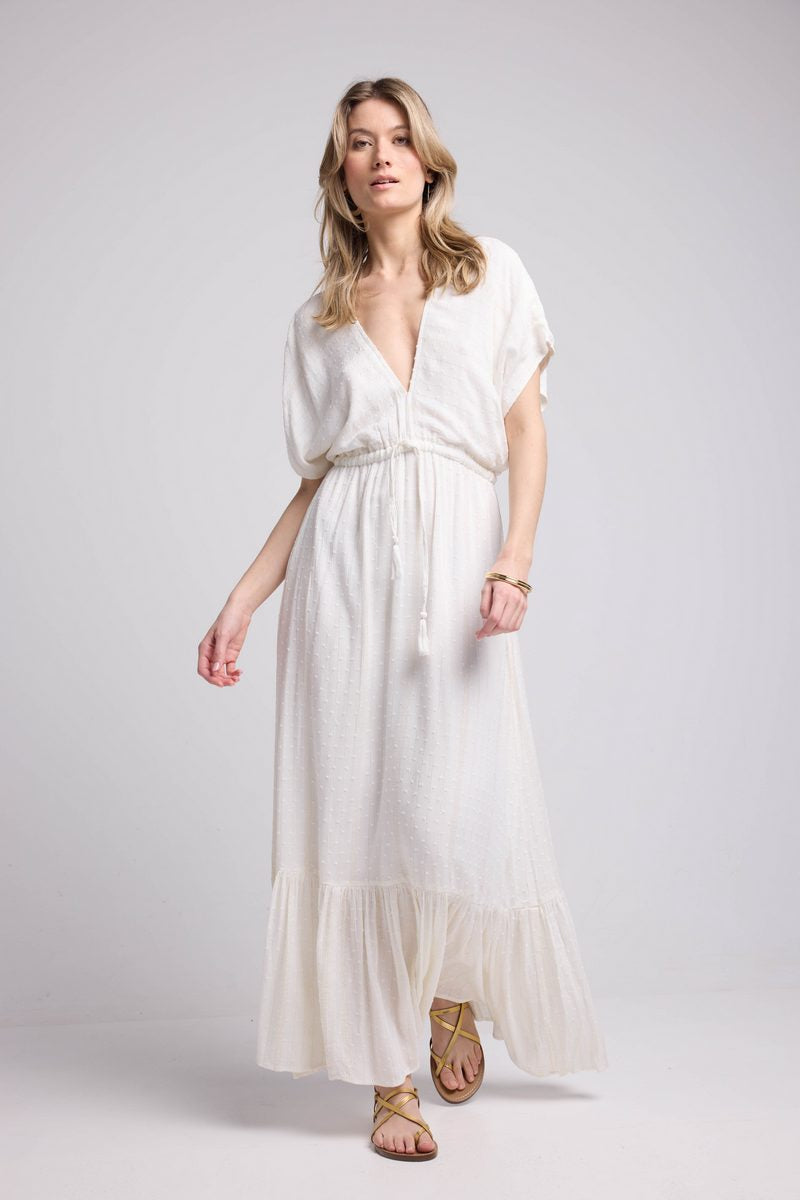 Robe Long Manches Courtes - Blanc
