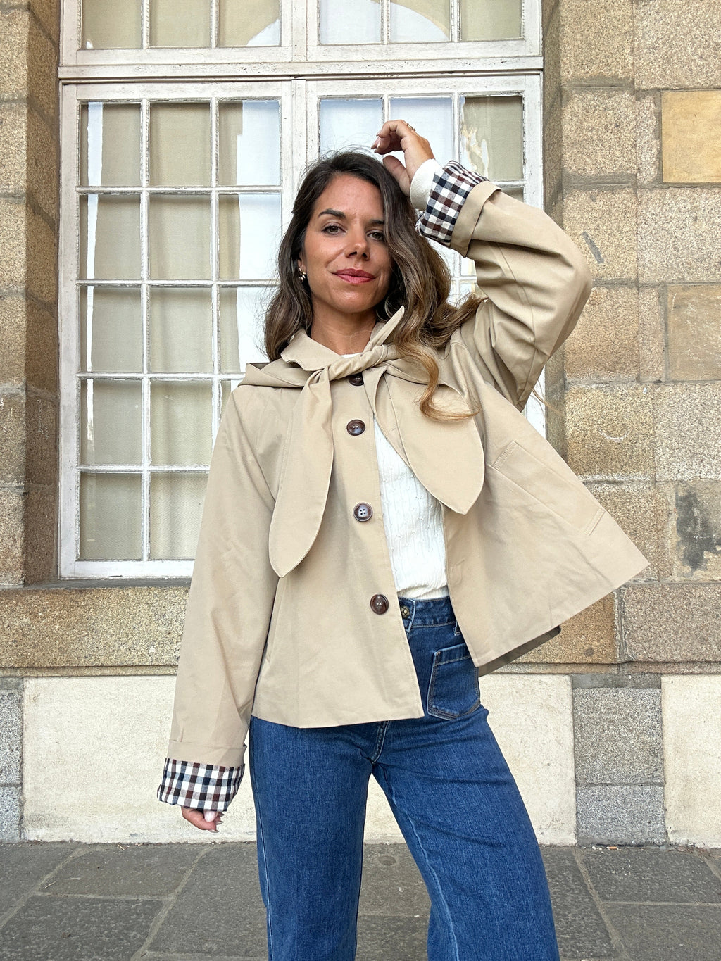 Veste À Capuche Amovible Garance Beige