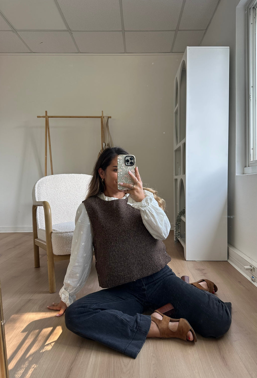 Pull sans manches Louisa marron