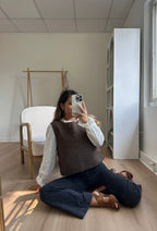 Pull sans manches Louisa marron