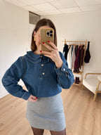 Lou grey wool-effect skirt