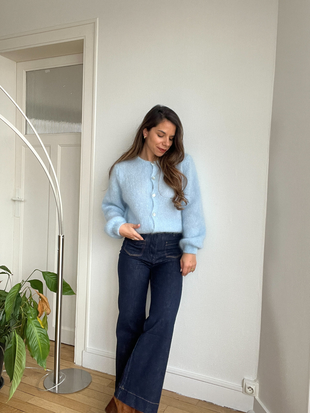 Maille en laine Bianca bleu glacier