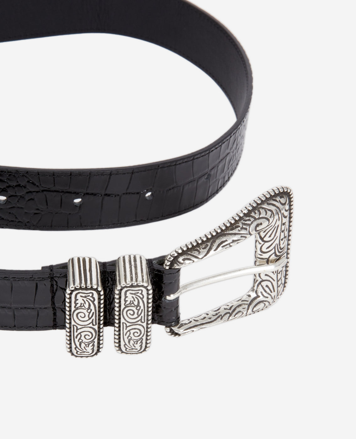 The Kooples - Ceinture Large Imprime Croco - Femme