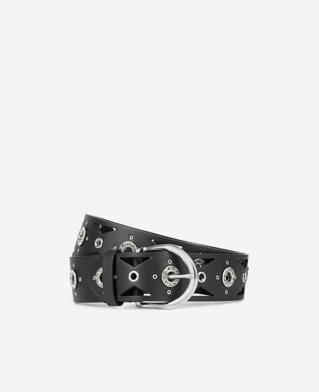 The Kooples - Ceinture En Cuir Avec Oeillets Strassés