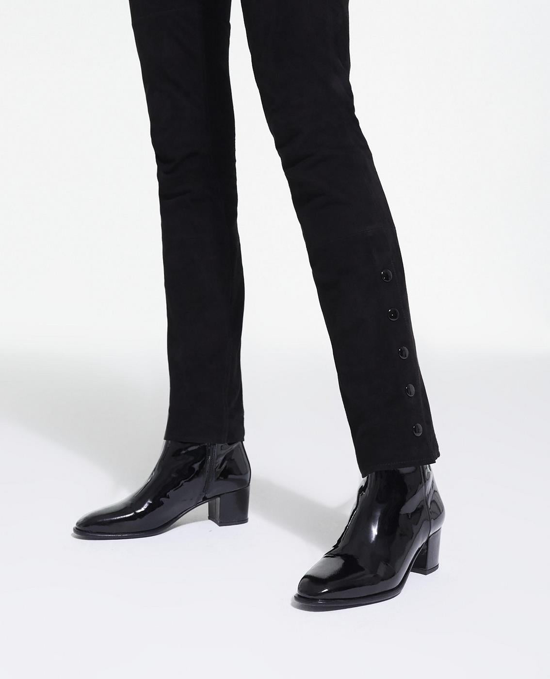 Vinyl Leather Ankle Boots With Interior Zip - Women