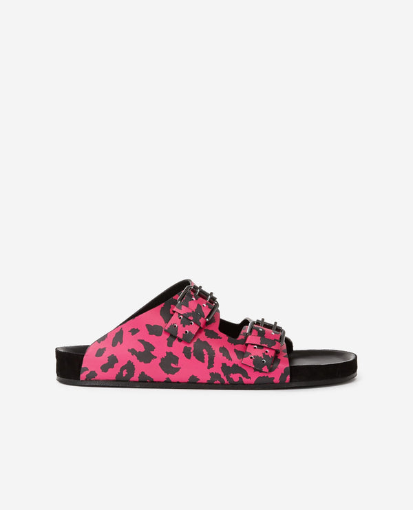 The Kooples - Mules En Cuir - Rose Et Noir - Femme