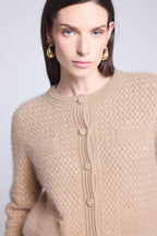 Cárdigan con botones joya de cachemira cepillada Aguilaecoland - Beige crema - Mujer