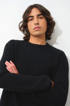 4-Ply Round Neck Jumper - Aksel - Black