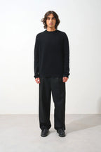 4-Ply Round Neck Jumper - Aksel - Black