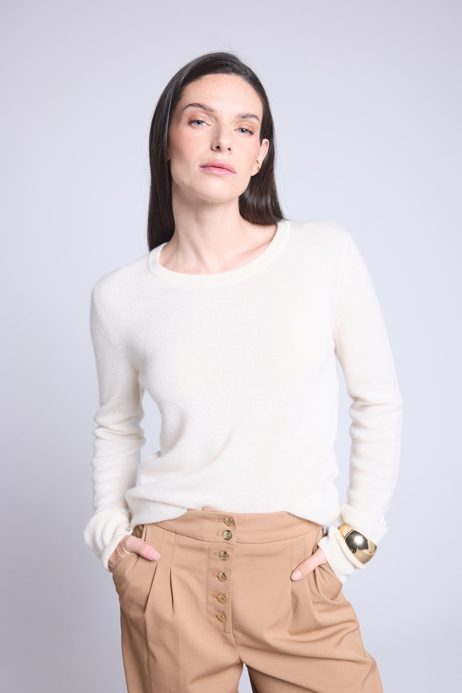 Jersey Cuello Redondo Alba - Blanco - Mujer